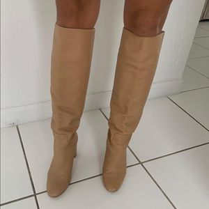 Zara Leather Tan Knee High Boots